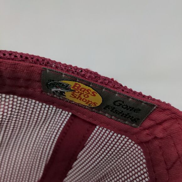 Bass Pro Shops Snapback Mesh Back Trucker Hat Red OSFM Gone Fishing - Picture 7 of 8